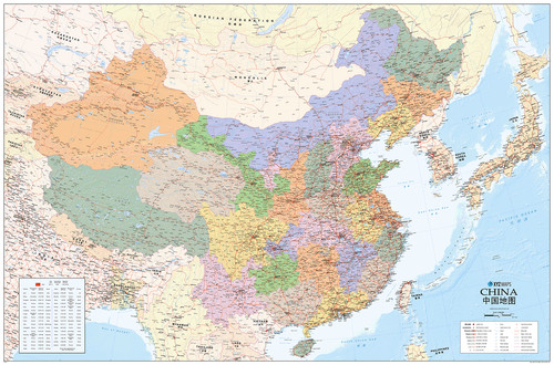 China political map wall - map,