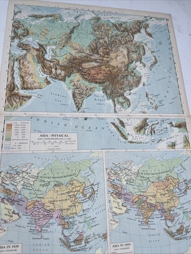 1959 mappa dell asia fisica - 1959:, e