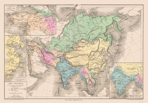 Mappa storica asia - mappa, politica